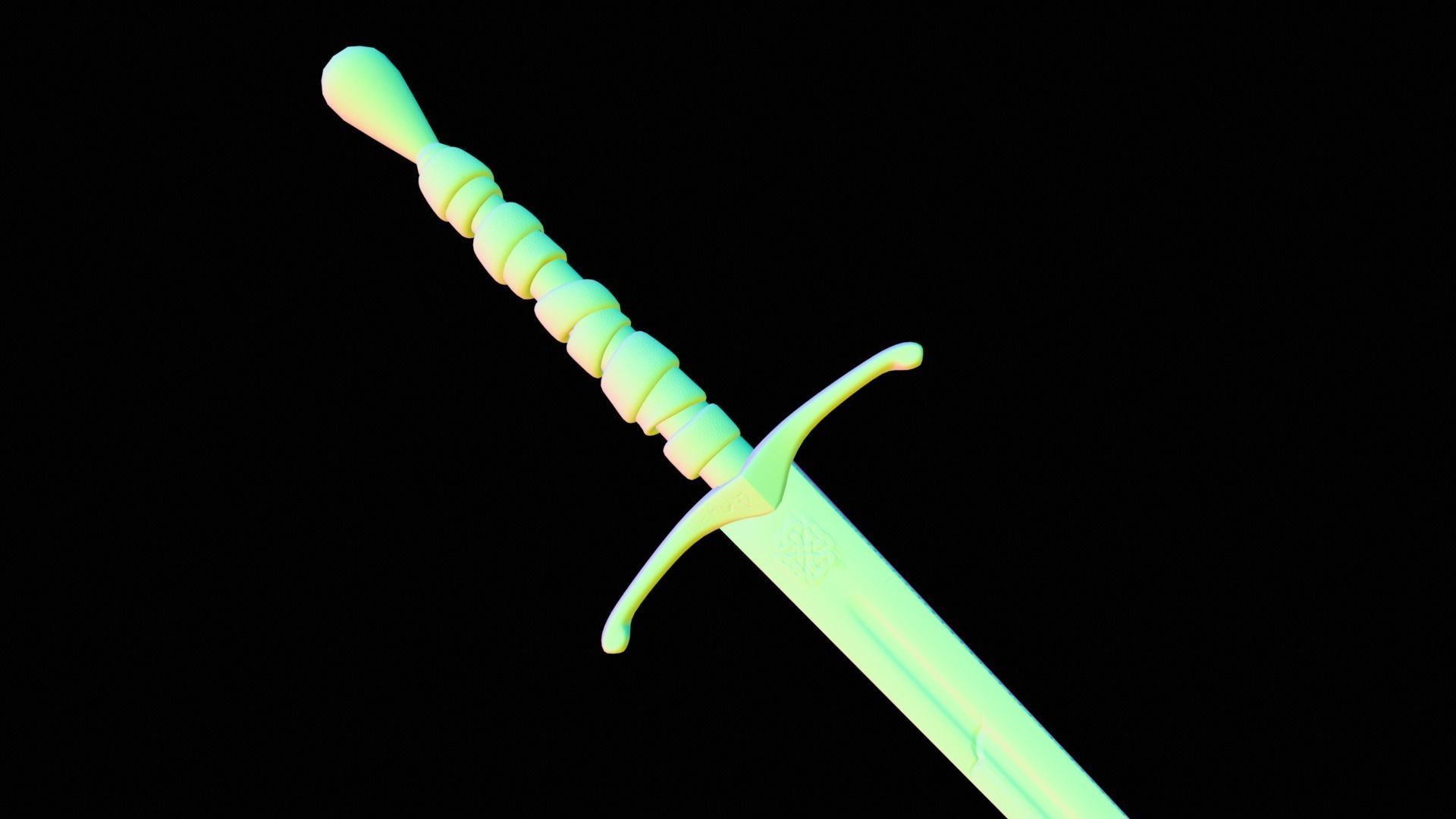 Long Sword with PBR material Game ready Low-poly 3D model_21
