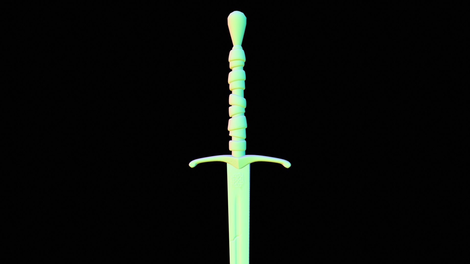Long Sword with PBR material Game ready Low-poly 3D model_24
