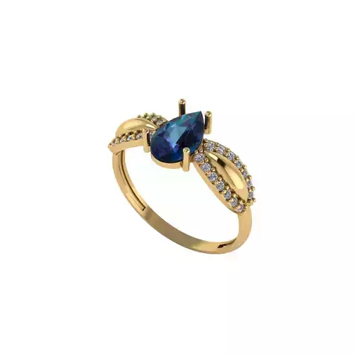 Women ring with stones for 3D printing gold and silver 3D print model