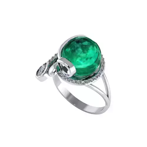 Women ring with stones for 3D printing gold and silver