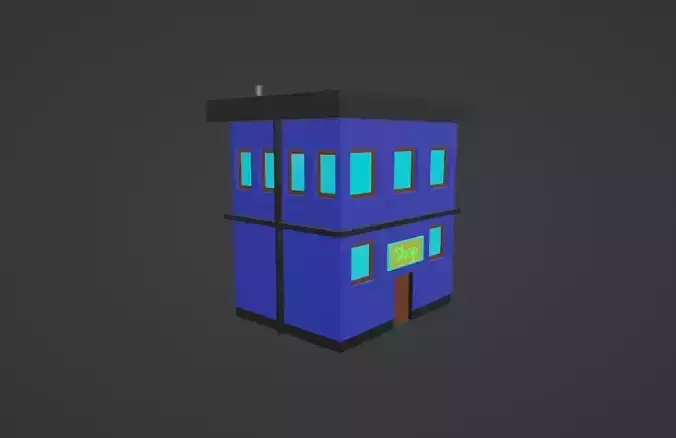 Low-poly 3d shop building 