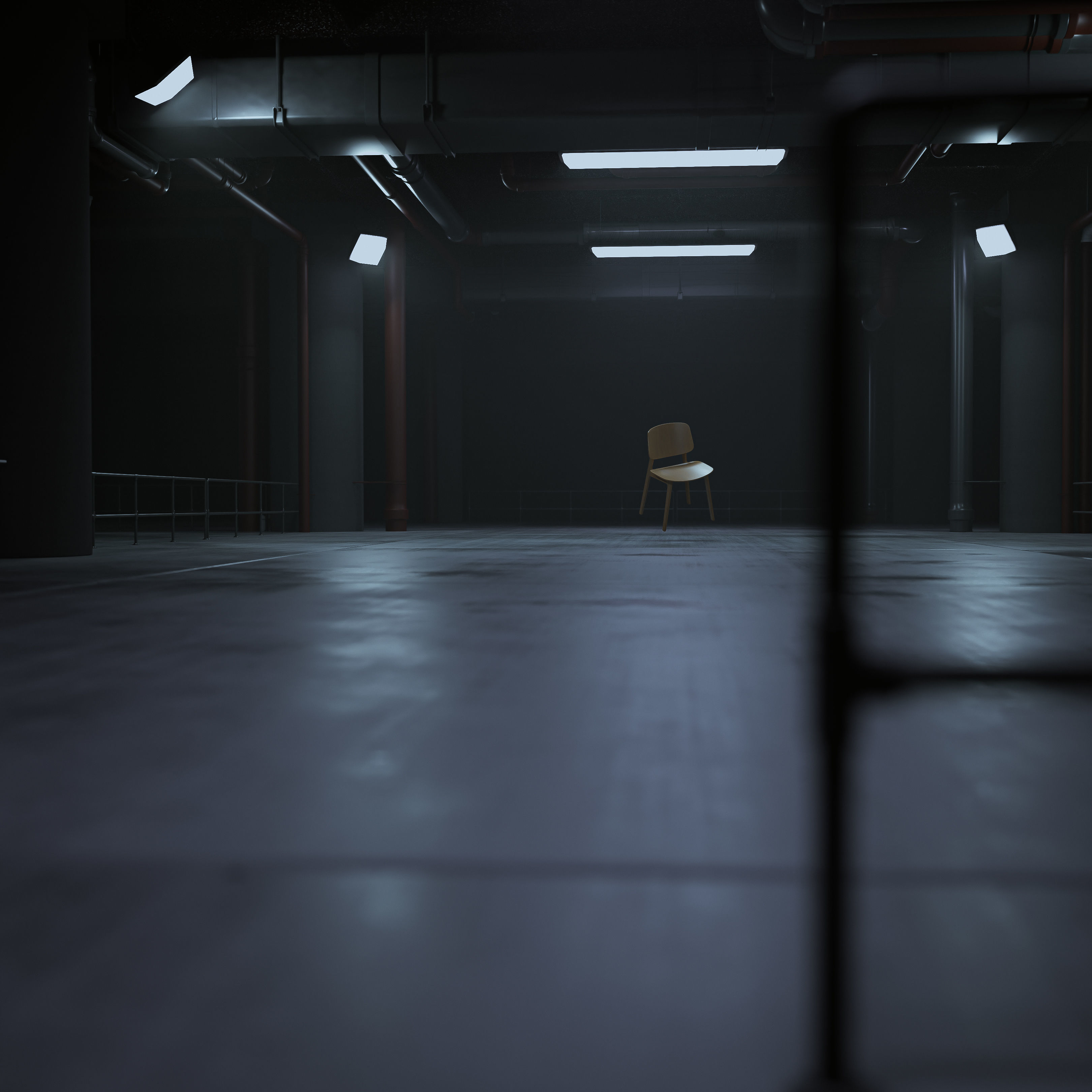 3d Dark Garage scene 3D model_1