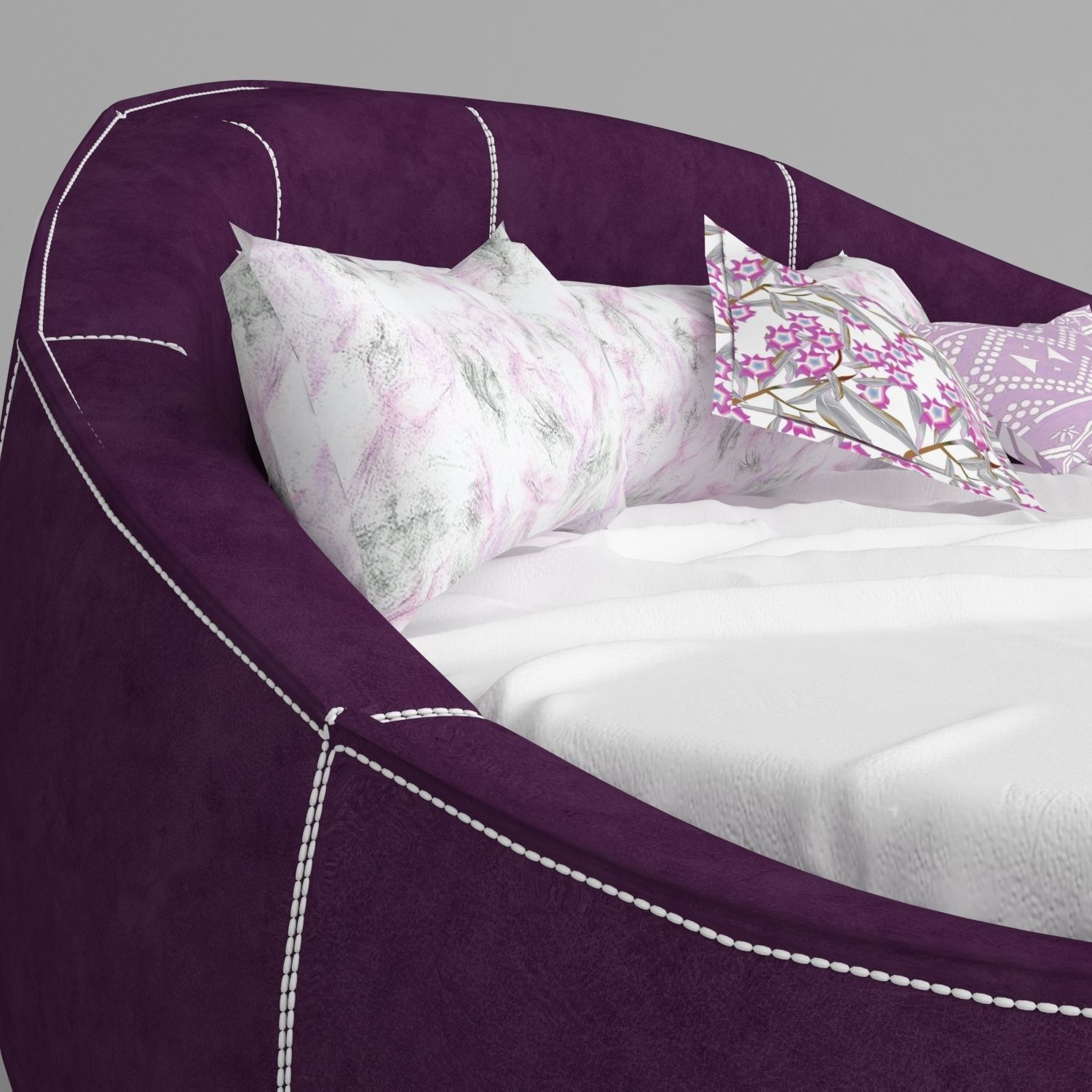 Rounded Bed 3D model_2