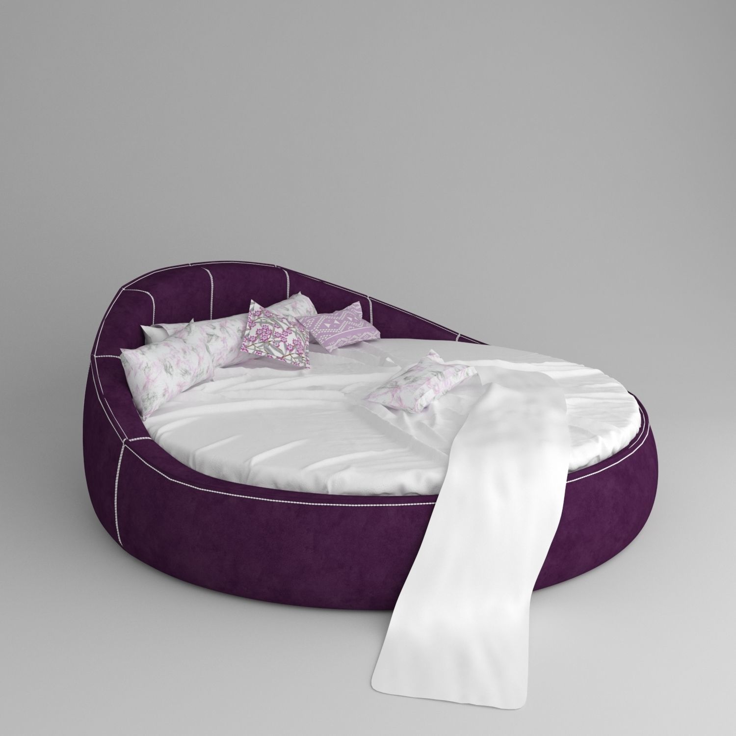 Rounded Bed 3D model_7