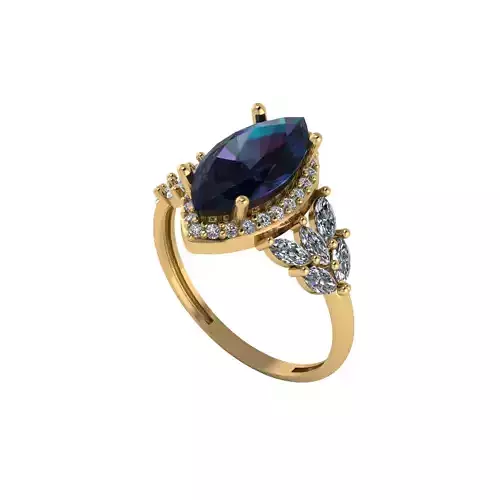 Women ring with stones for 3D printing gold and silver