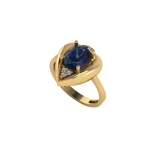 Women ring with stones for 3D printing gold and silver