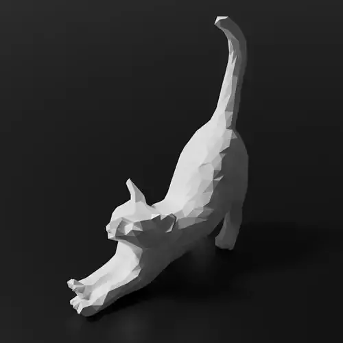 Low Poly Stretching Cat for 3D-Printing