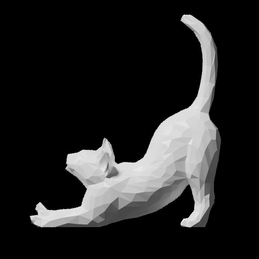 Low Poly Stretching Cat for 3D-Printing 3D print model_2