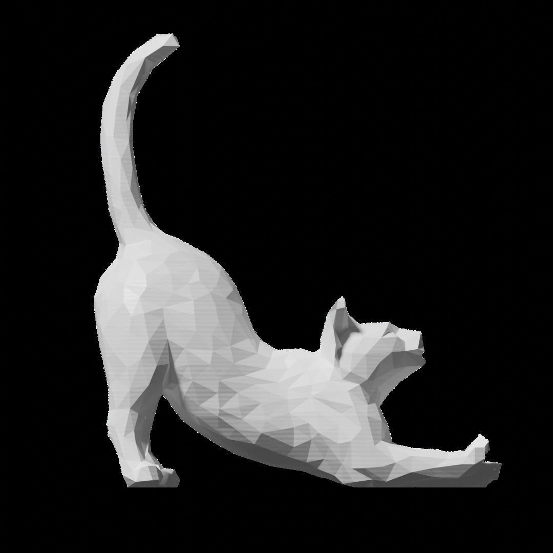 Low Poly Stretching Cat for 3D-Printing 3D print model_4