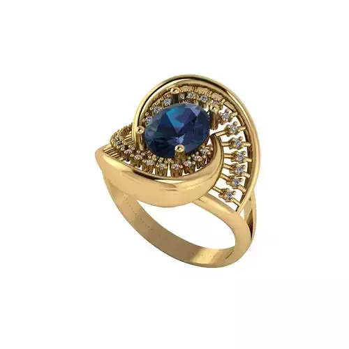 Women ring with stones for 3D printing gold and silver