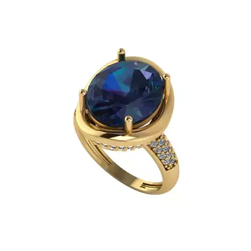 Women ring with stones for 3D printing gold and silver