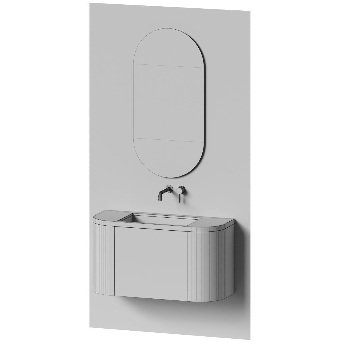 Bathroom set 4 vanity marble with mirror 3D model_2