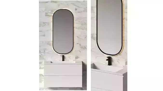 Bathroom set 7 vanity with oval mirror 3D model