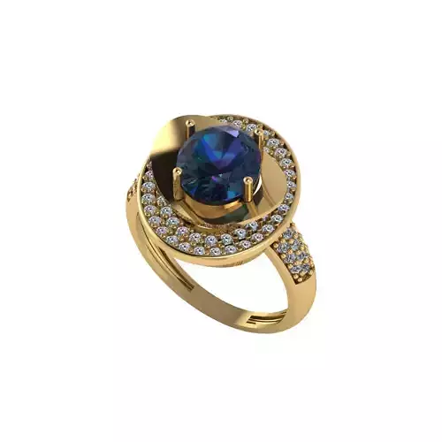 Women ring with stones for 3D printing gold and silver