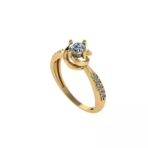 Women ring with stones for 3D printing gold and silver