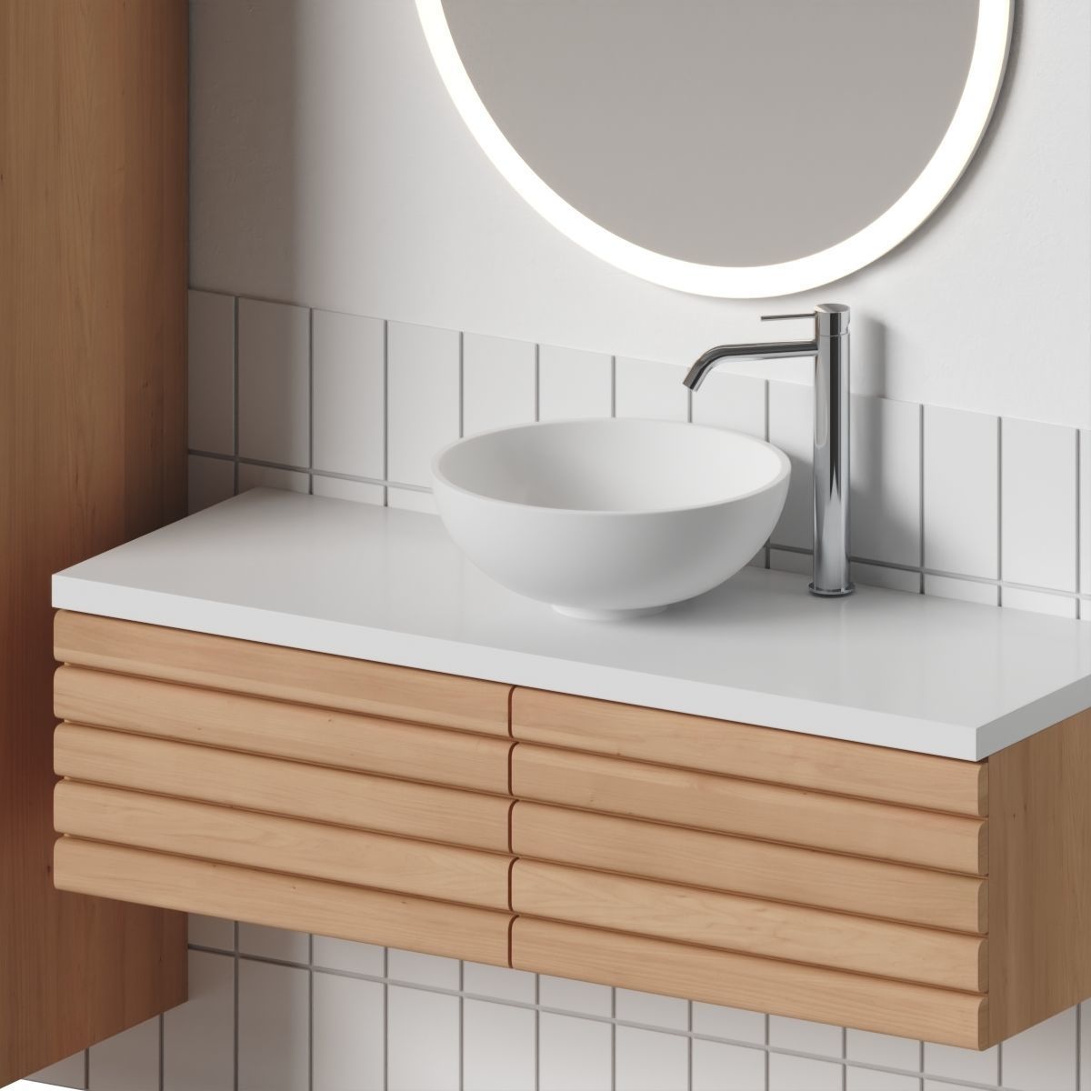 Bathroom set 9 vanity with oval mirror 3D model_2