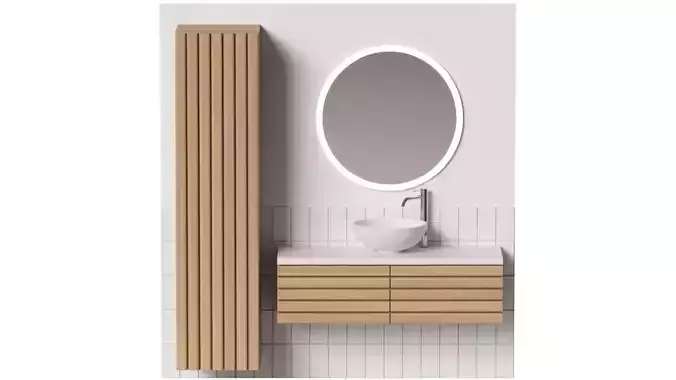 Bathroom set 9 vanity with oval mirror 3D model