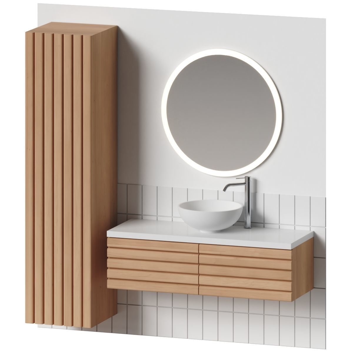 Bathroom set 9 vanity with oval mirror 3D model_1