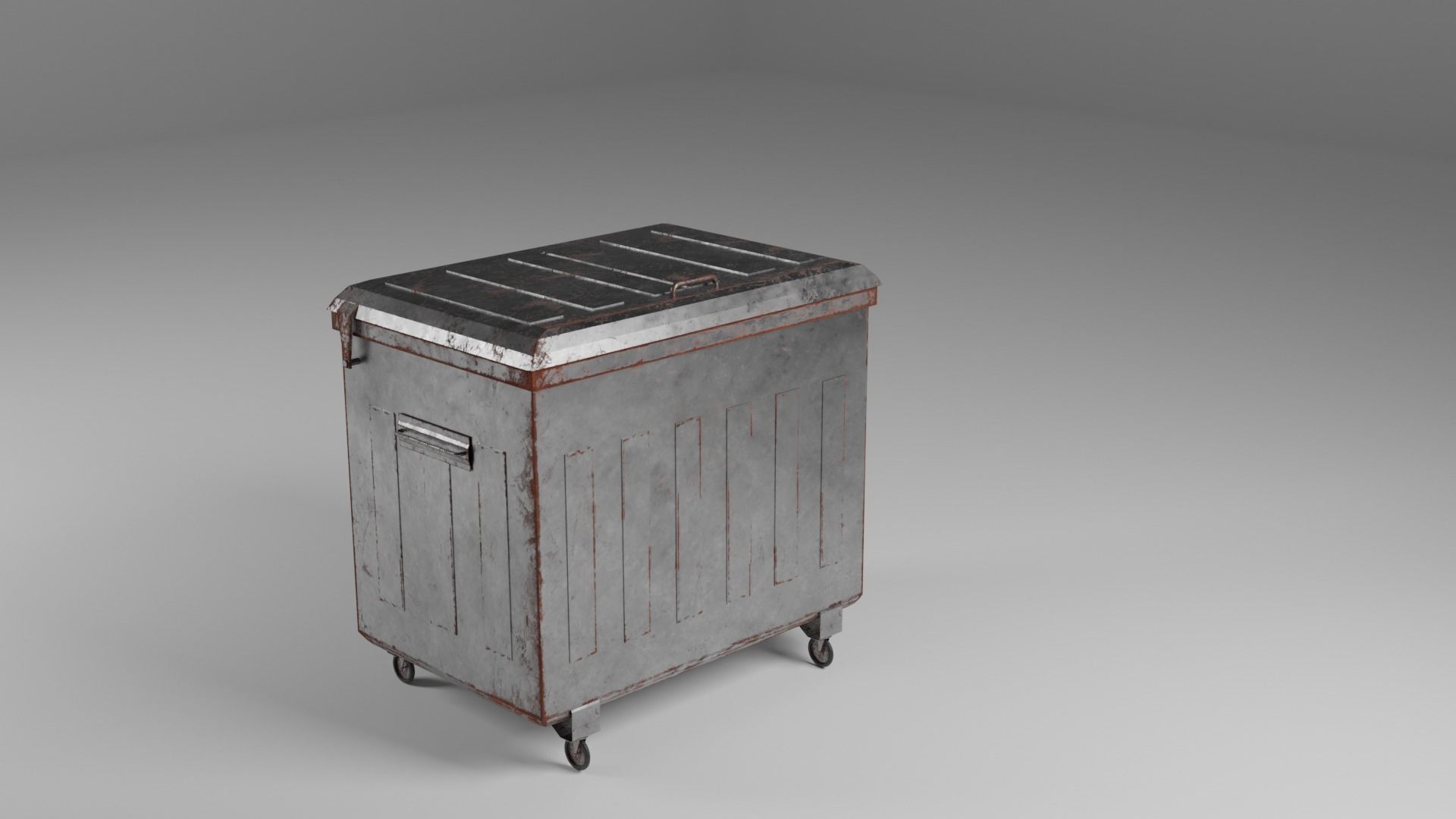 rusty dumpster Low-poly 3D model_1