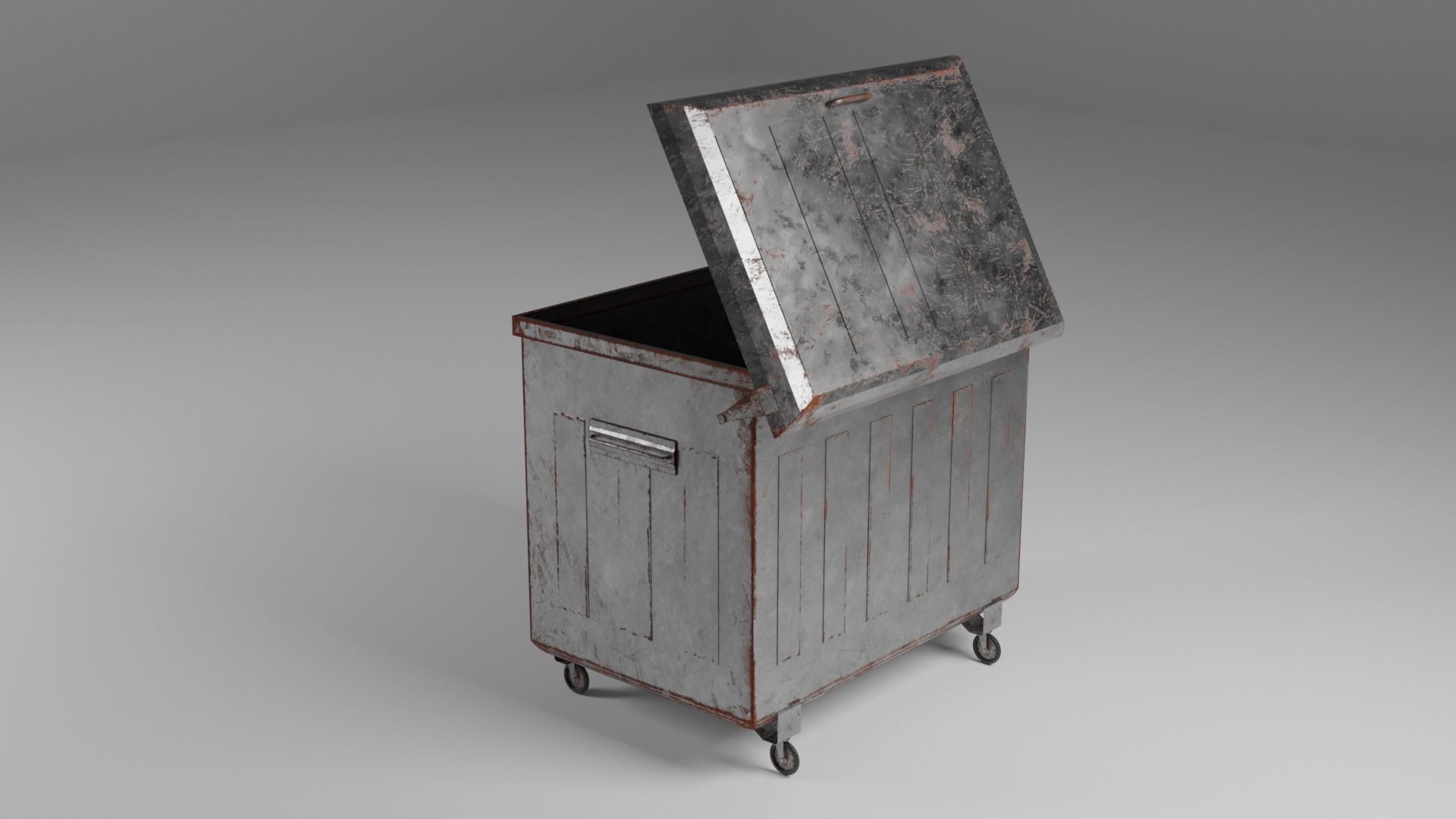 rusty dumpster Low-poly 3D model_3