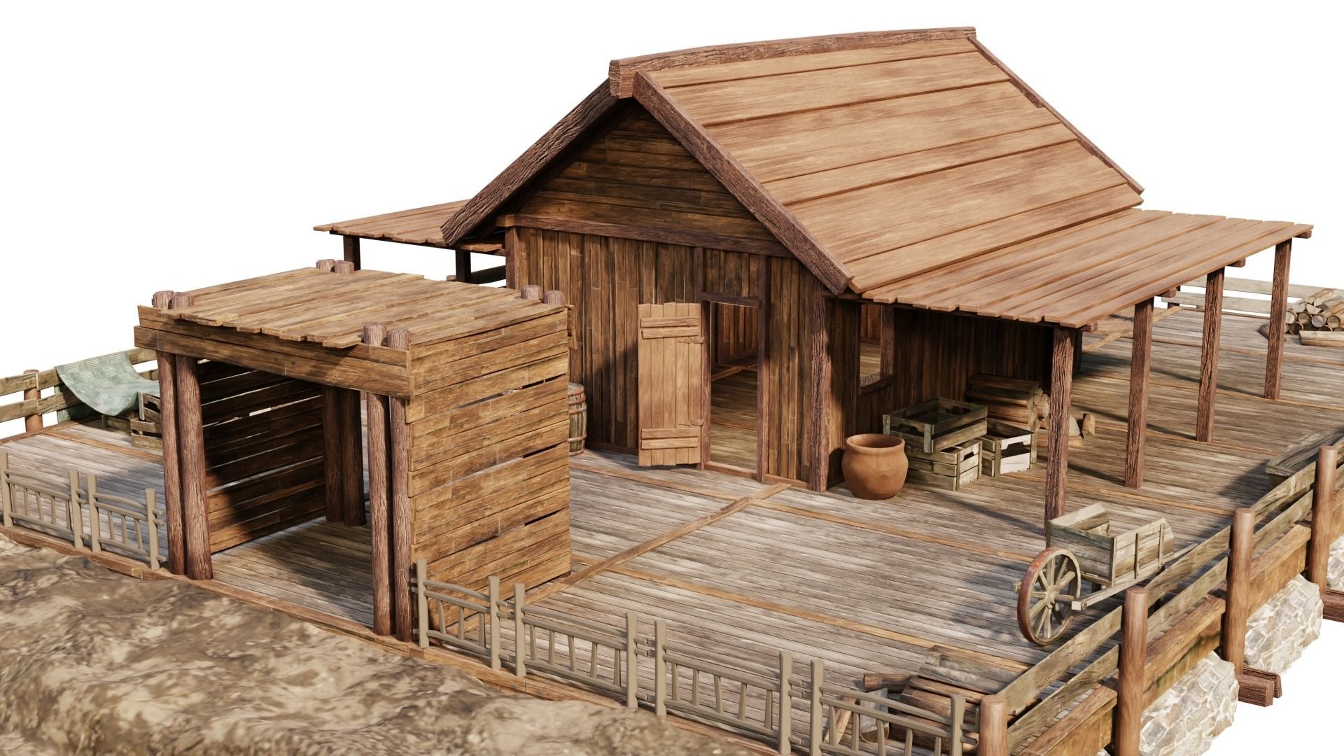 Old Lake House 28 d PBR 4K GameReady Low-poly 3D model_9