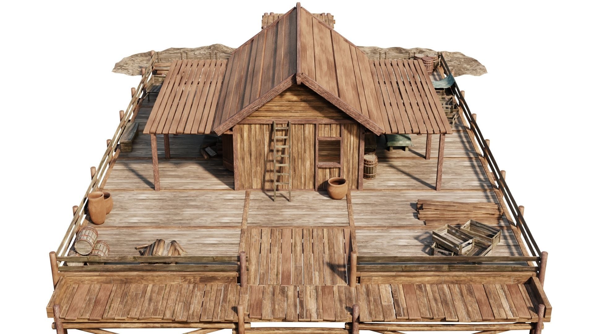 Old Lake House 28 d PBR 4K GameReady Low-poly 3D model_8
