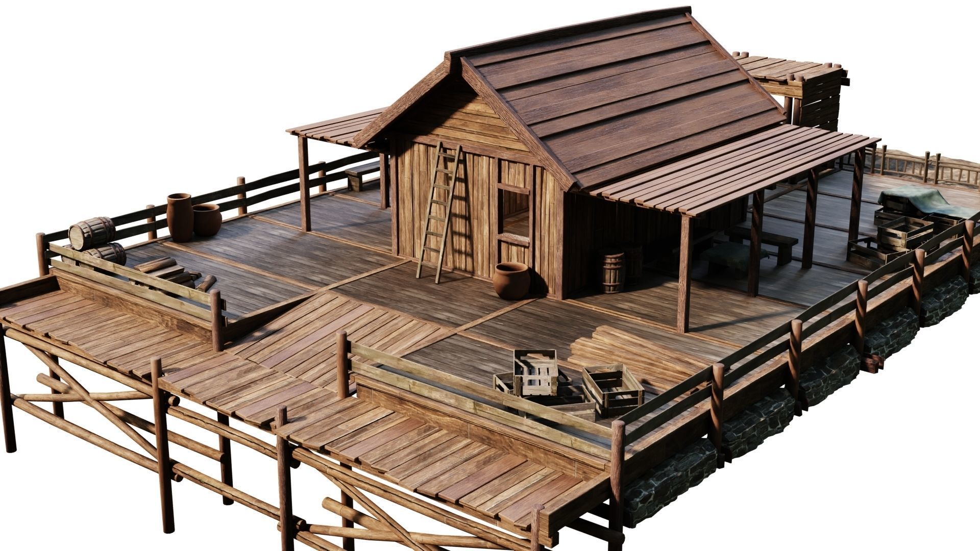 Old Lake House 28 d PBR 4K GameReady Low-poly 3D model_12