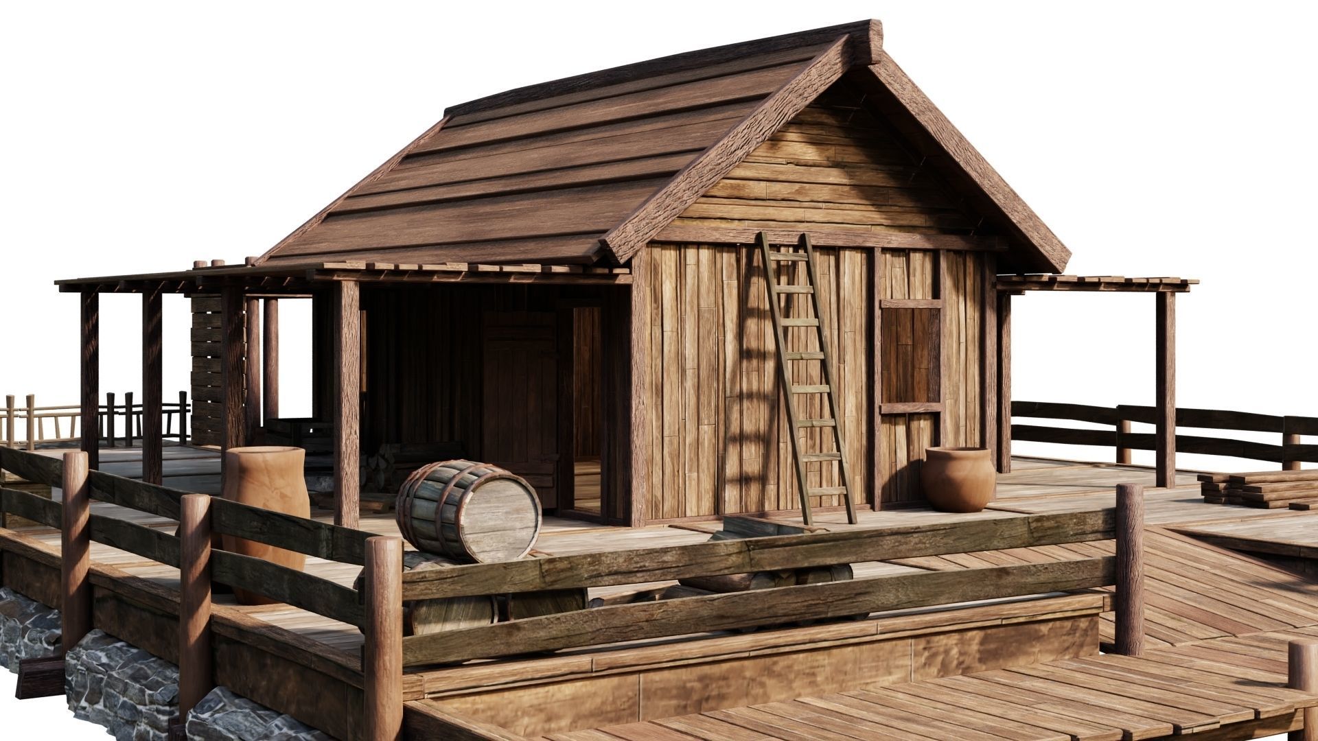 Old Lake House 28 d PBR 4K GameReady Low-poly 3D model_1