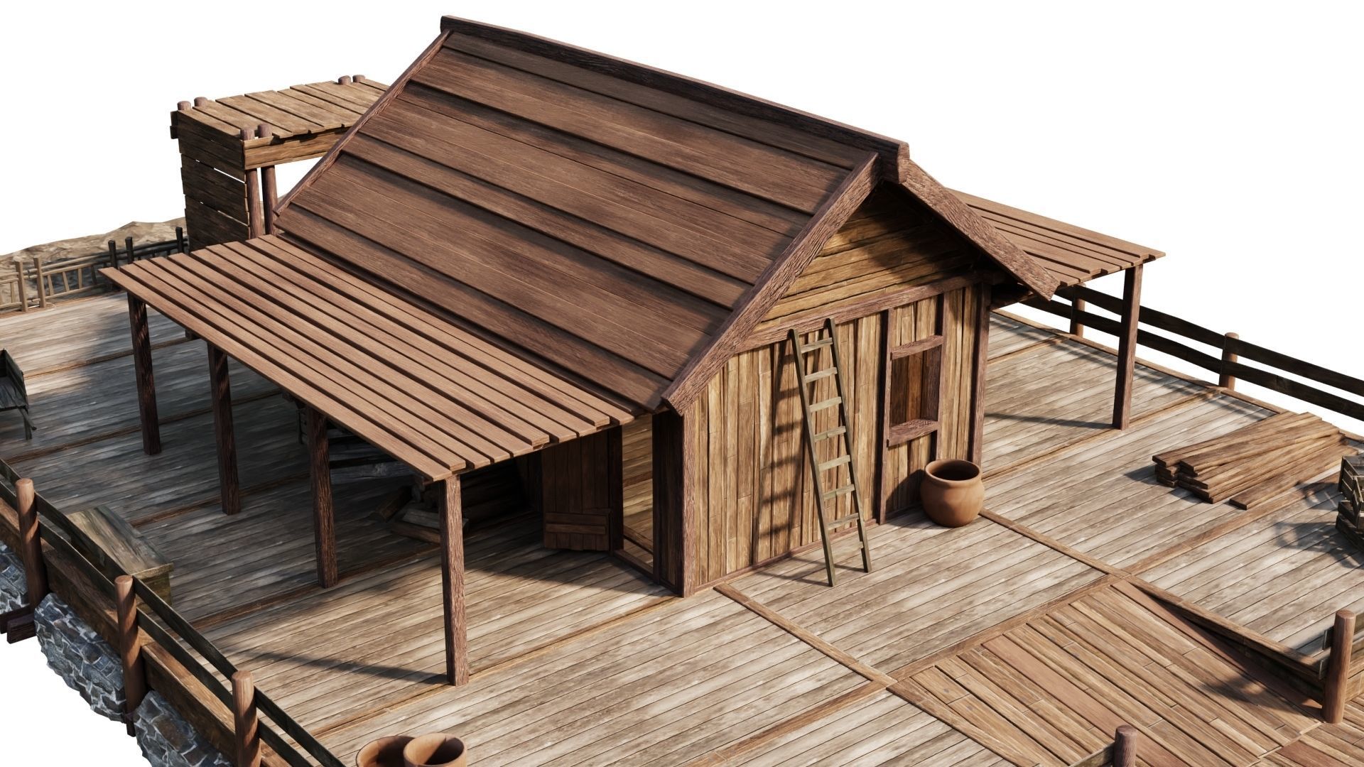 Old Lake House 28 d PBR 4K GameReady Low-poly 3D model_3
