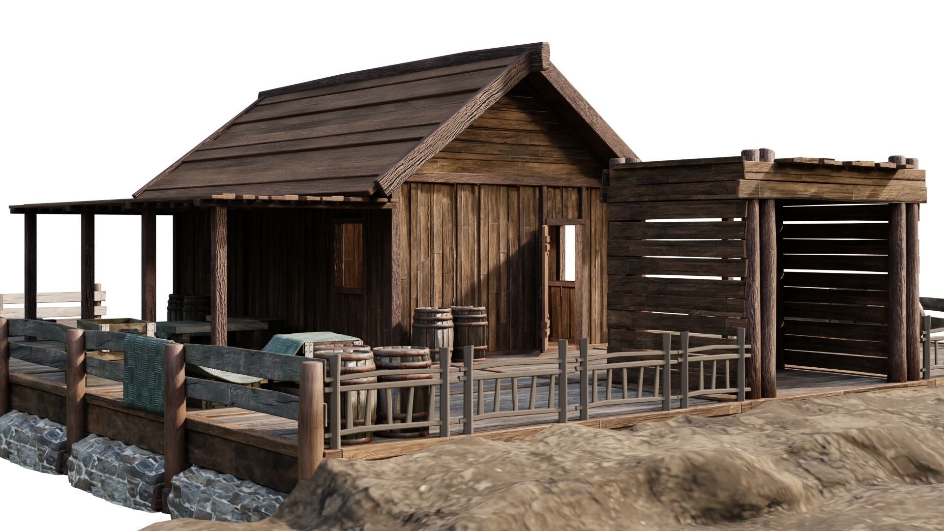 Old Lake House 28 d PBR 4K GameReady Low-poly 3D model_11