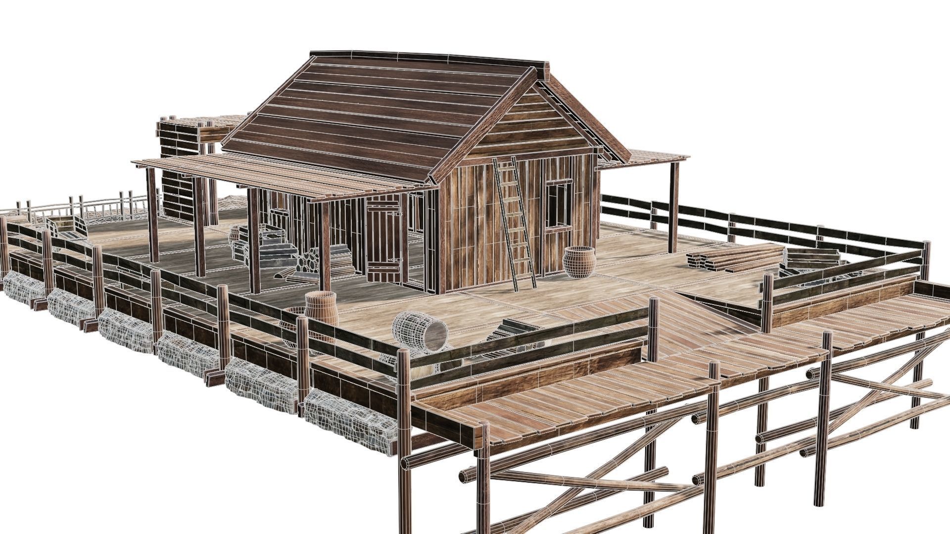 Old Lake House 28 d PBR 4K GameReady Low-poly 3D model_5