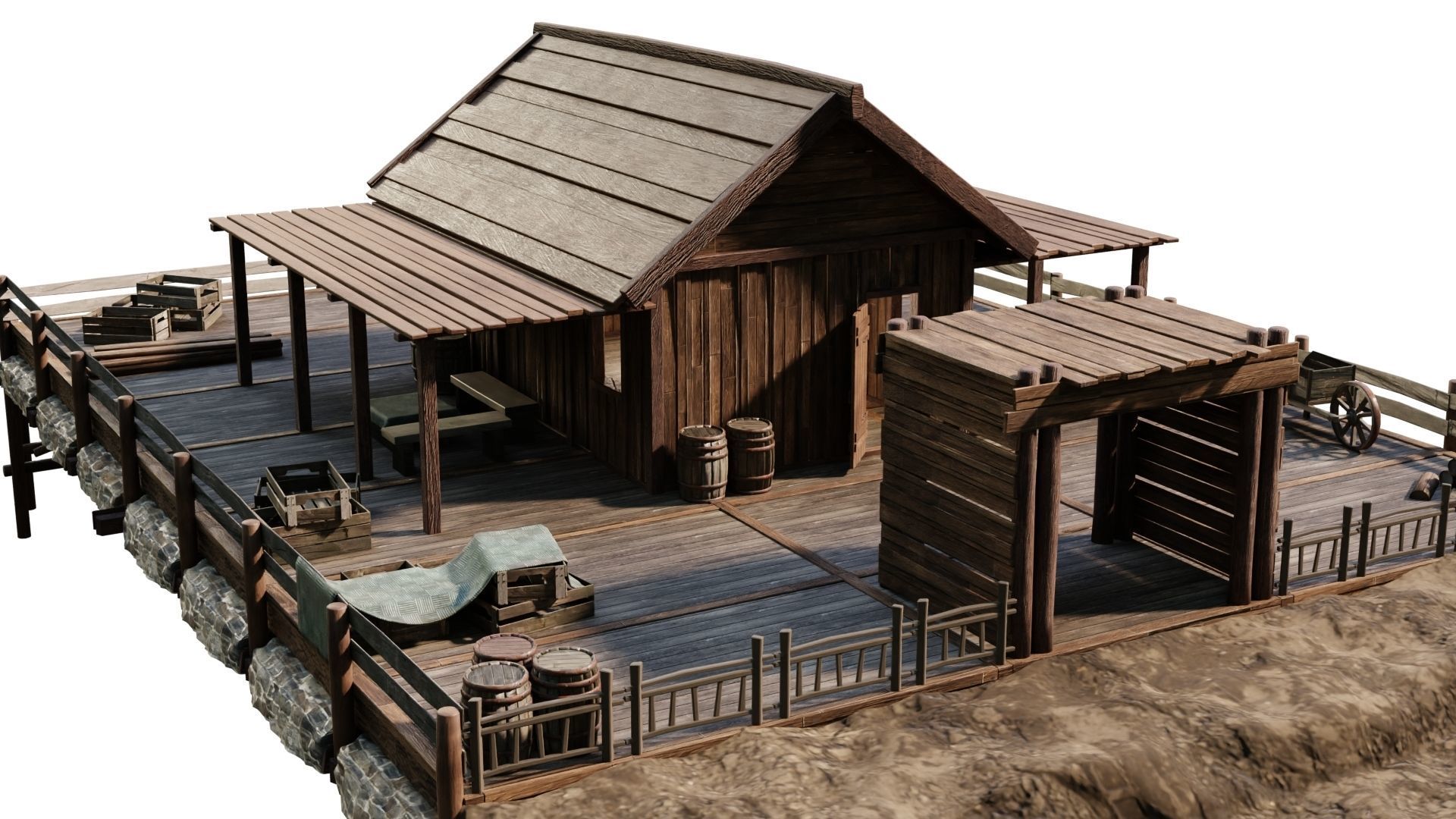 Old Lake House 28 d PBR 4K GameReady Low-poly 3D model_10