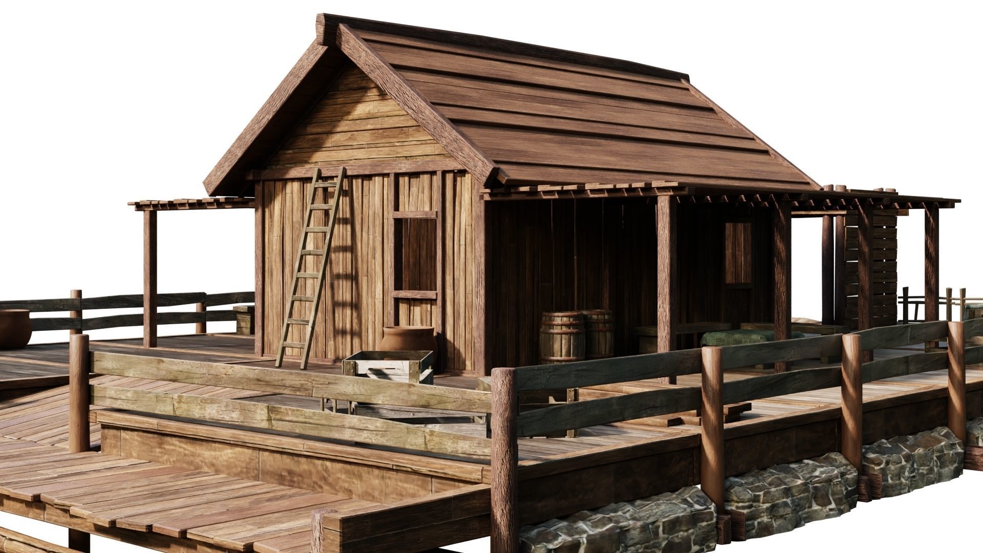 Old Lake House 28 d PBR 4K GameReady Low-poly 3D model_13