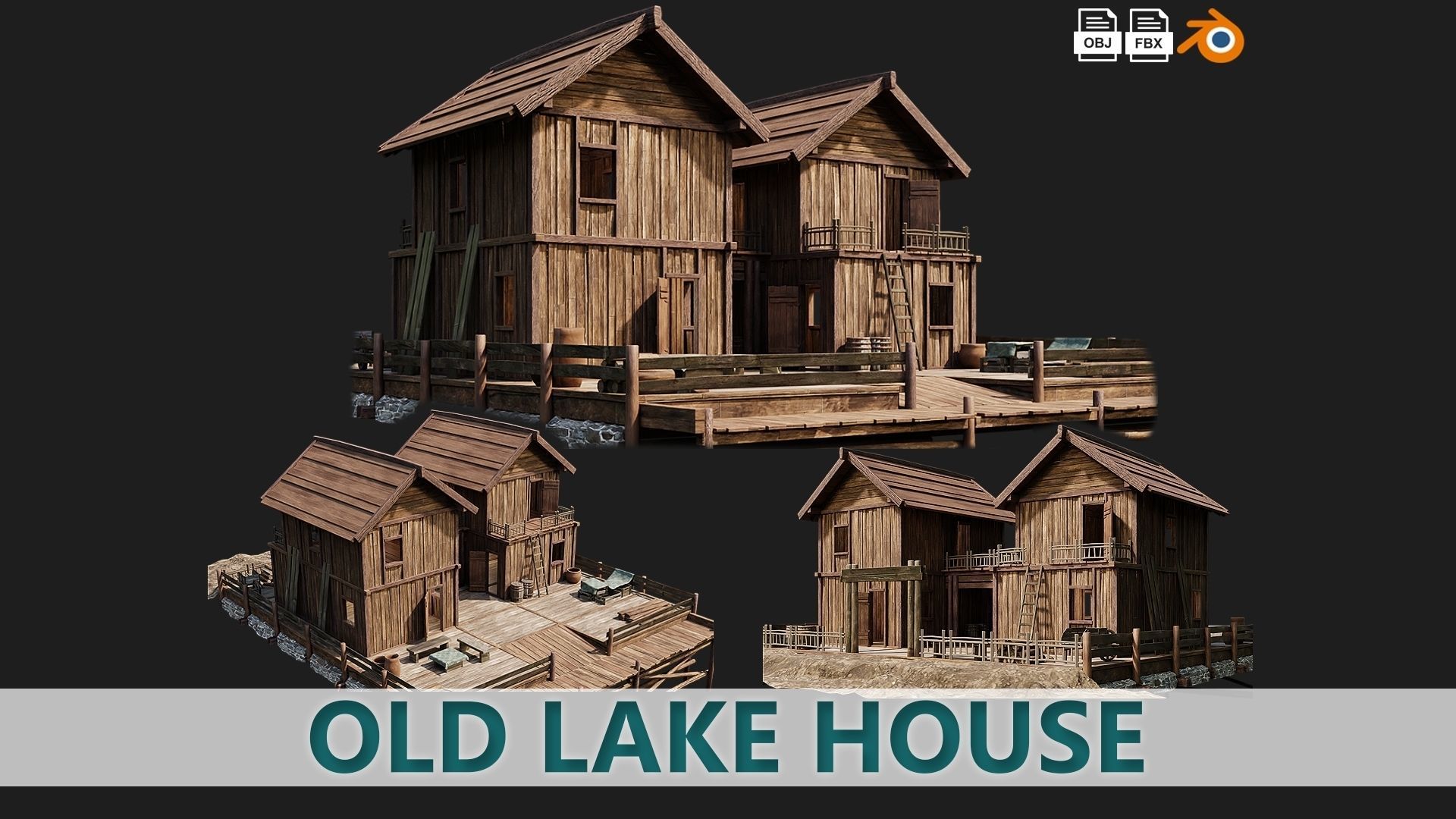 Old Lake House PBR 4K GameReady Pack 25 to 28 Low-poly 3D model_3