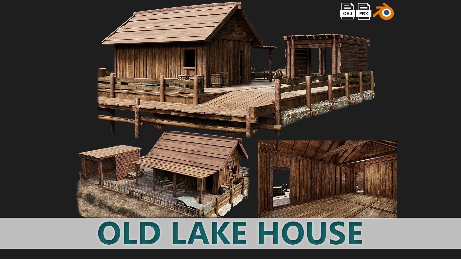 Old Lake House PBR 4K GameReady Pack 25 to 28 Low-poly 3D model_2