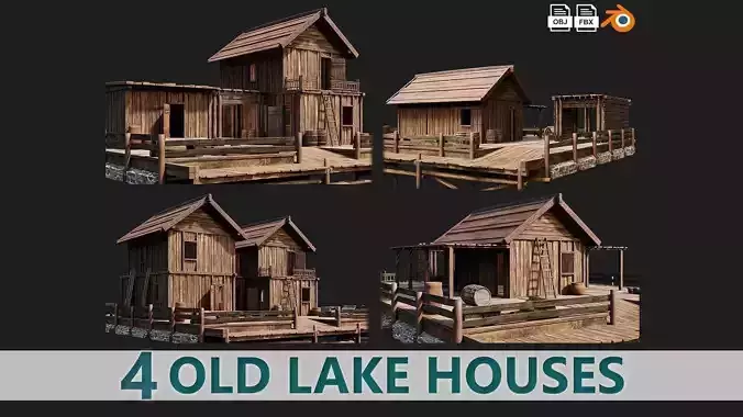 Old Lake House PBR 4K GameReady Pack 25 to 28 Low-poly 3D model