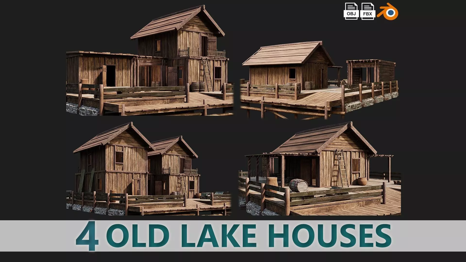 Old Lake House PBR 4K GameReady Pack 25 to 28 Low-poly 3D model_0