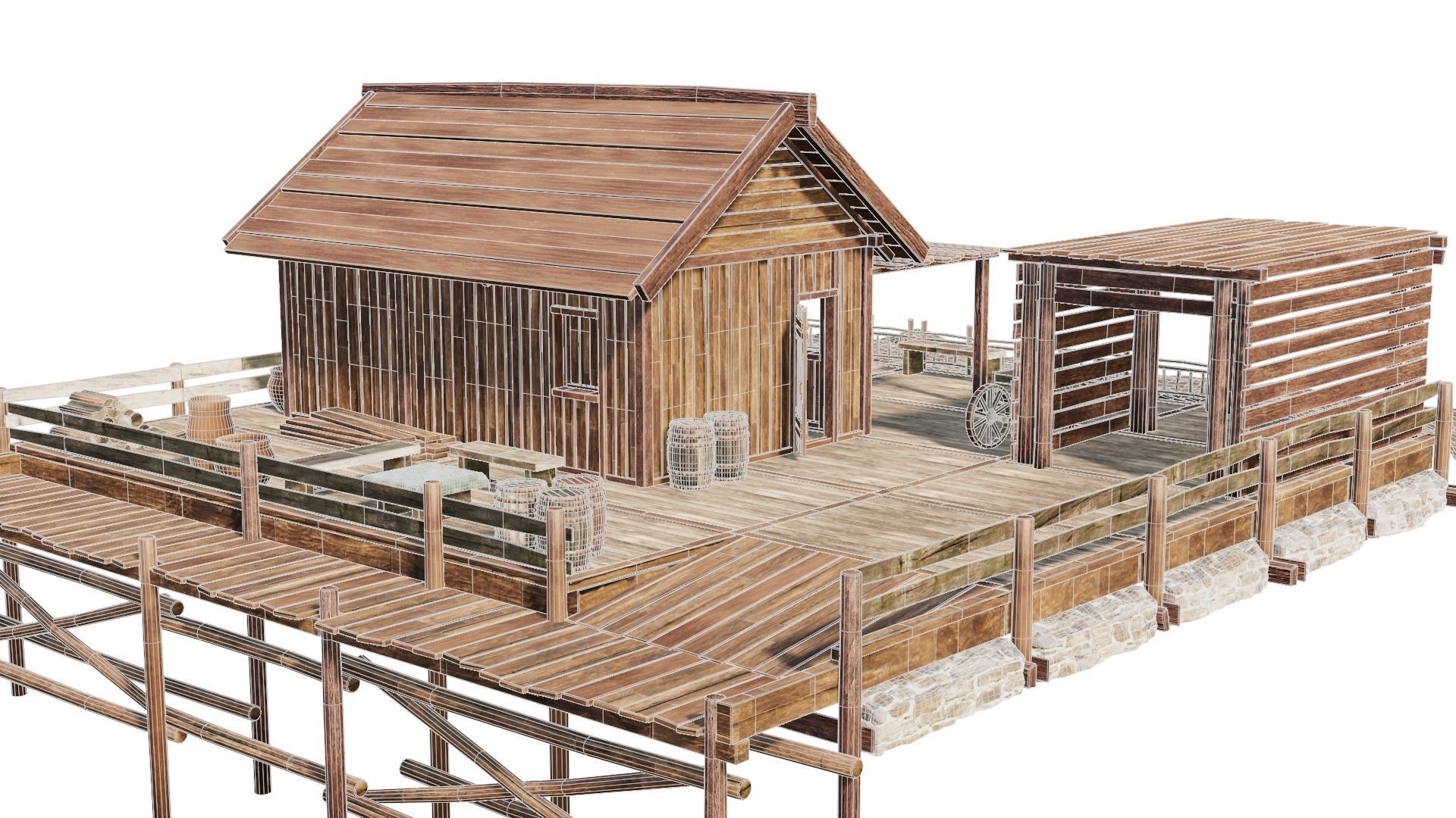 Old Lake House PBR 4K GameReady Pack 25 to 28 Low-poly 3D model_6