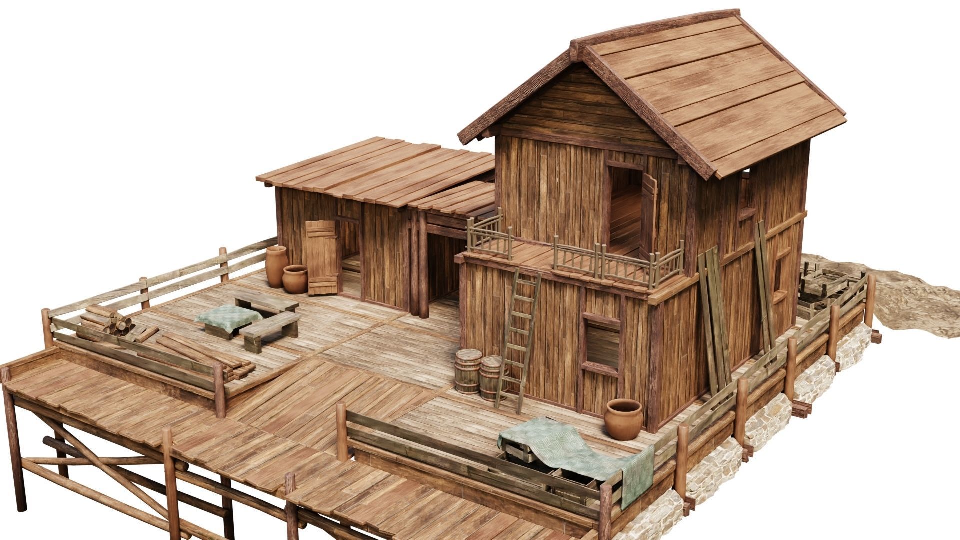 Old Lake House PBR 4K GameReady Pack 25 to 28 Low-poly 3D model_12