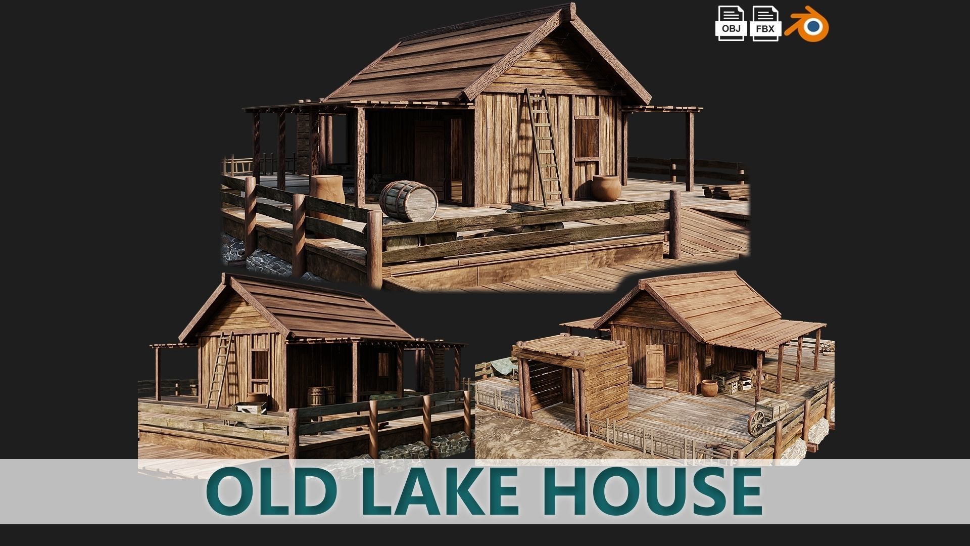 Old Lake House PBR 4K GameReady Pack 25 to 28 Low-poly 3D model_4