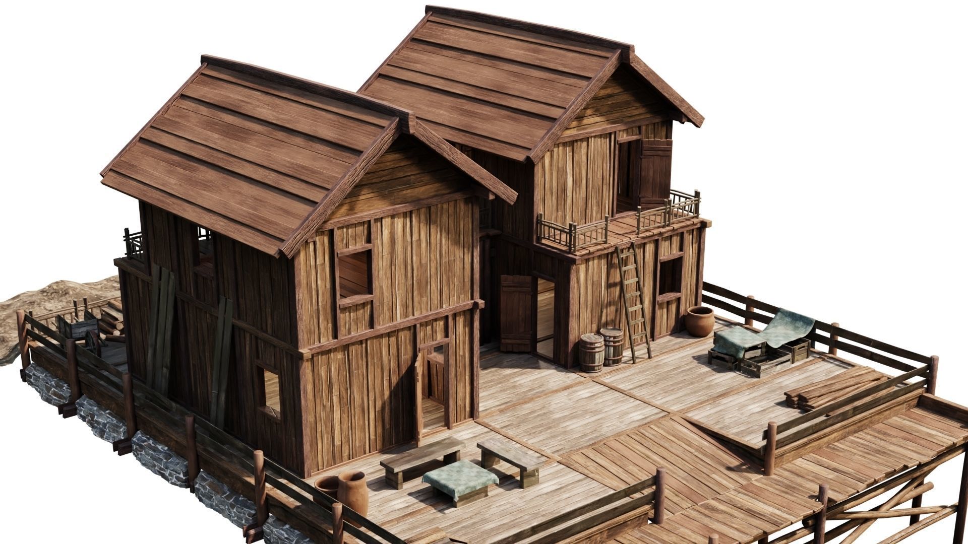 Old Lake House PBR 4K GameReady Pack 25 to 28 Low-poly 3D model_38