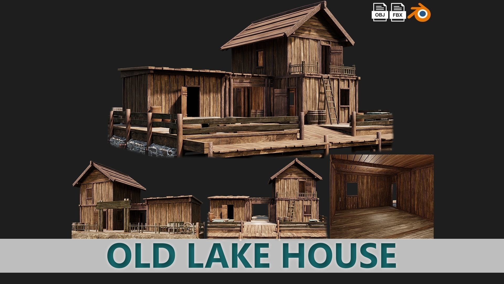 Old Lake House PBR 4K GameReady Pack 25 to 28 Low-poly 3D model_1