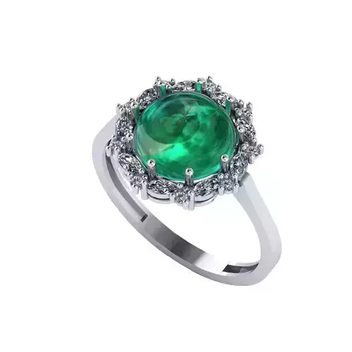 Women ring with stones for 3D printing gold and silver