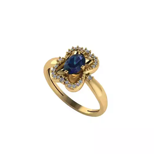 Women ring with stones for 3D printing gold and silver