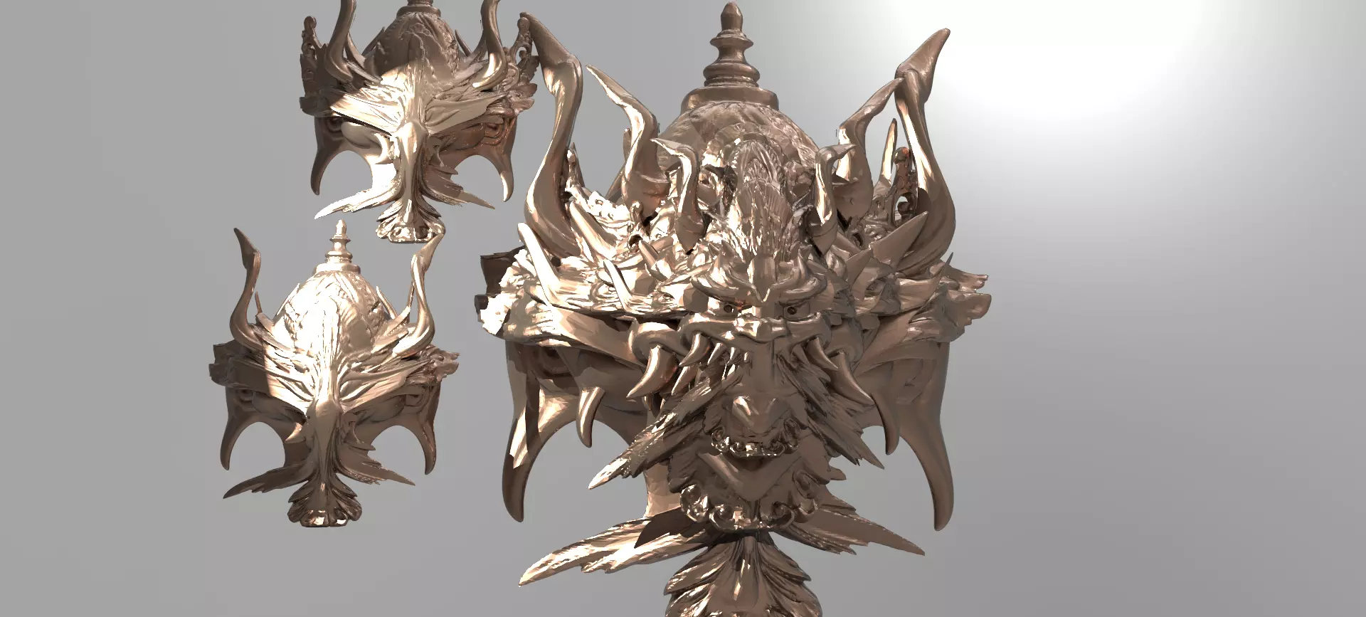 War God Baroque Mask 4 designs  3D model_0