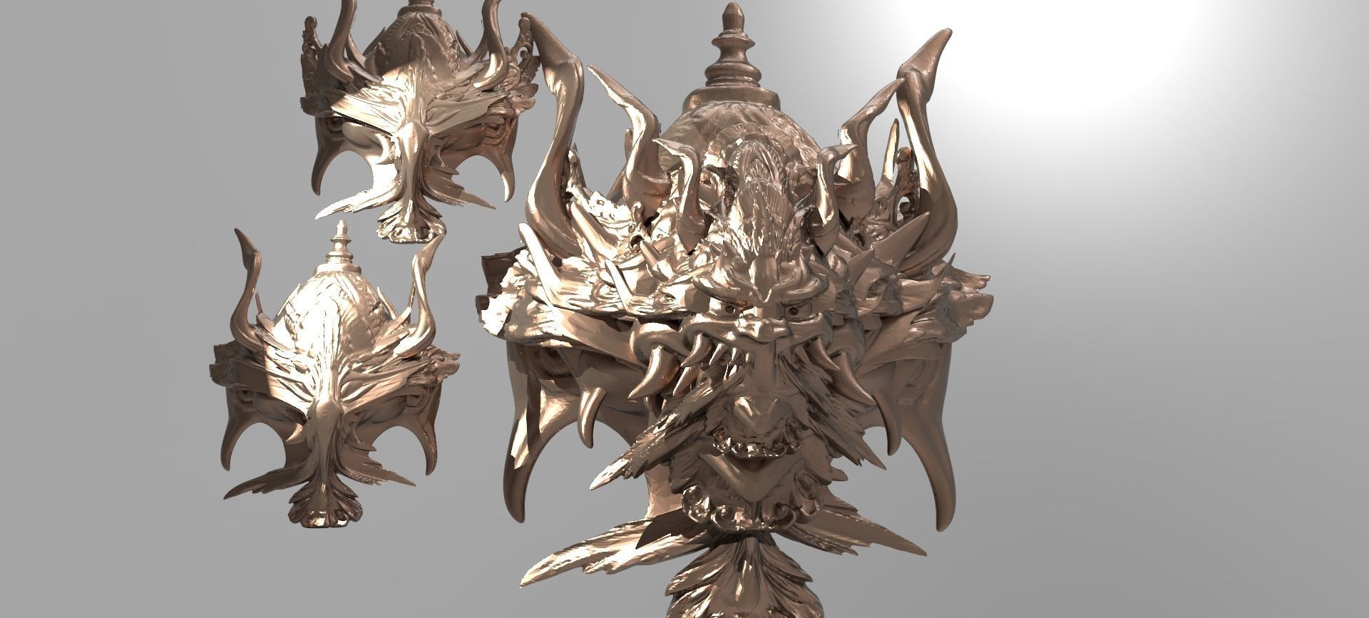 War God Baroque Mask 4 designs  3D model_1