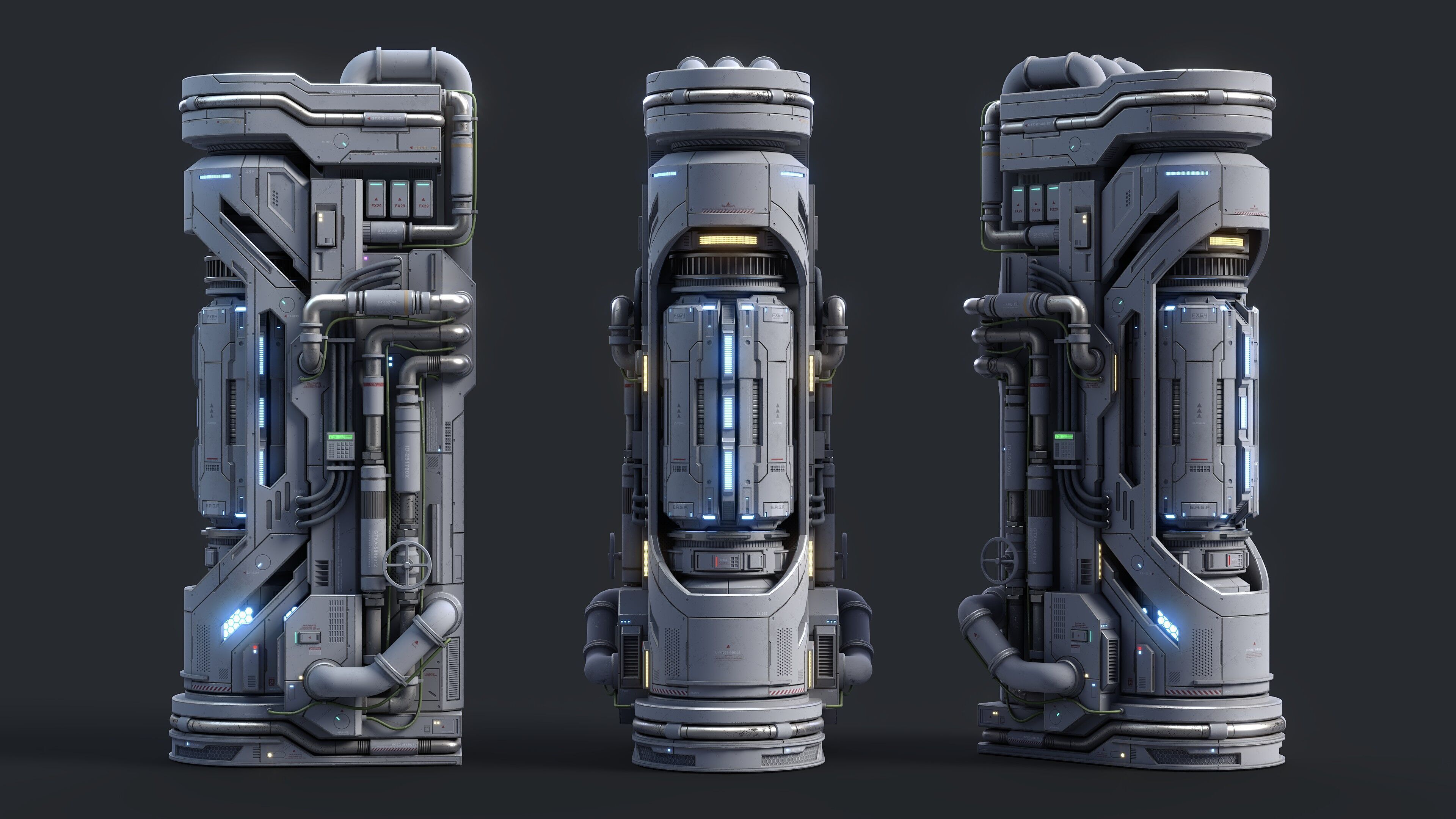 Sci-Fi Parts Kit Pack Vol 02 F-PBR Low-poly 3D model_2