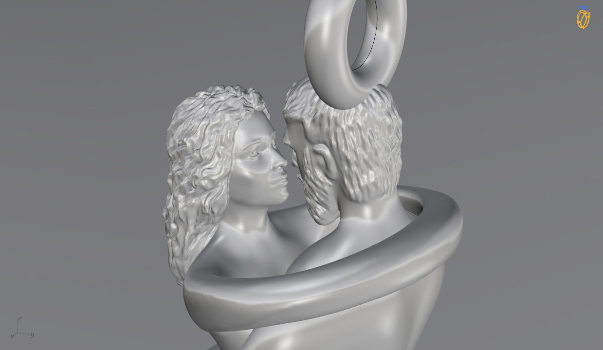 Hugs pendant men and women  Love  3D print model_7