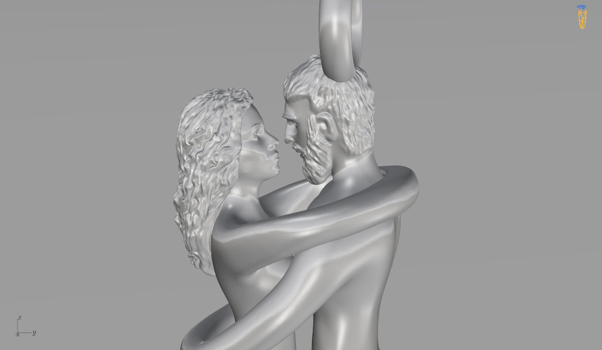 Hugs pendant men and women  Love  3D print model_4