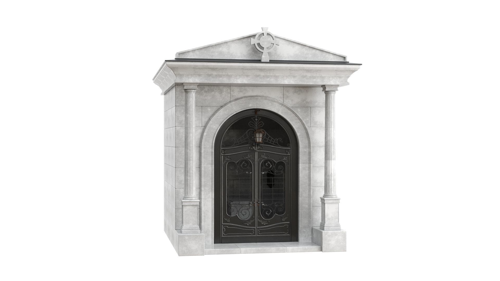 Crypt stone building 3D model_1